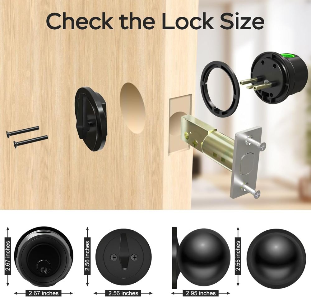 GeekTale Fingerprint Deadbolt with Passage Door Knob, Smart Access, Clean Design, Complete Entry Control, F08-B+MKB