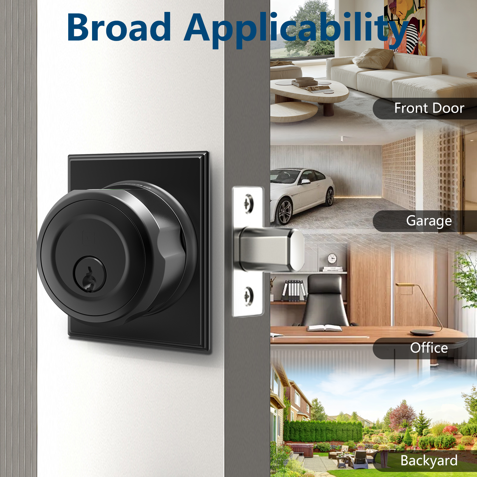 GeekTale Fingerprint Deadbolt Lock with APP, Smart Deadbolt for Front Door Fingerprint Door Knob, Smart Deadbolt Lock with App, Back-Up Key, Twist to Unlock & Lock, Black Dead Bolt, Easy Installation