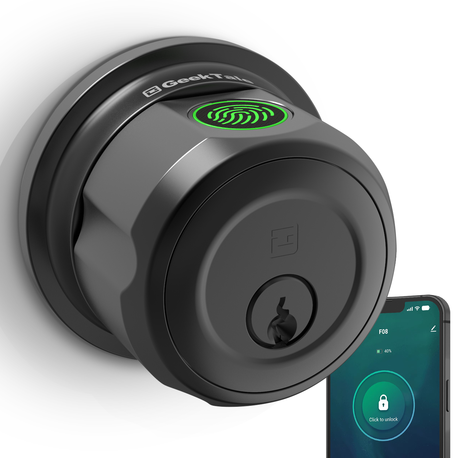 GeekTale Fingerprint Deadbolt, Fingerprint Door Knob, Smart Deadbolt Lock, Smart Door Lock F08