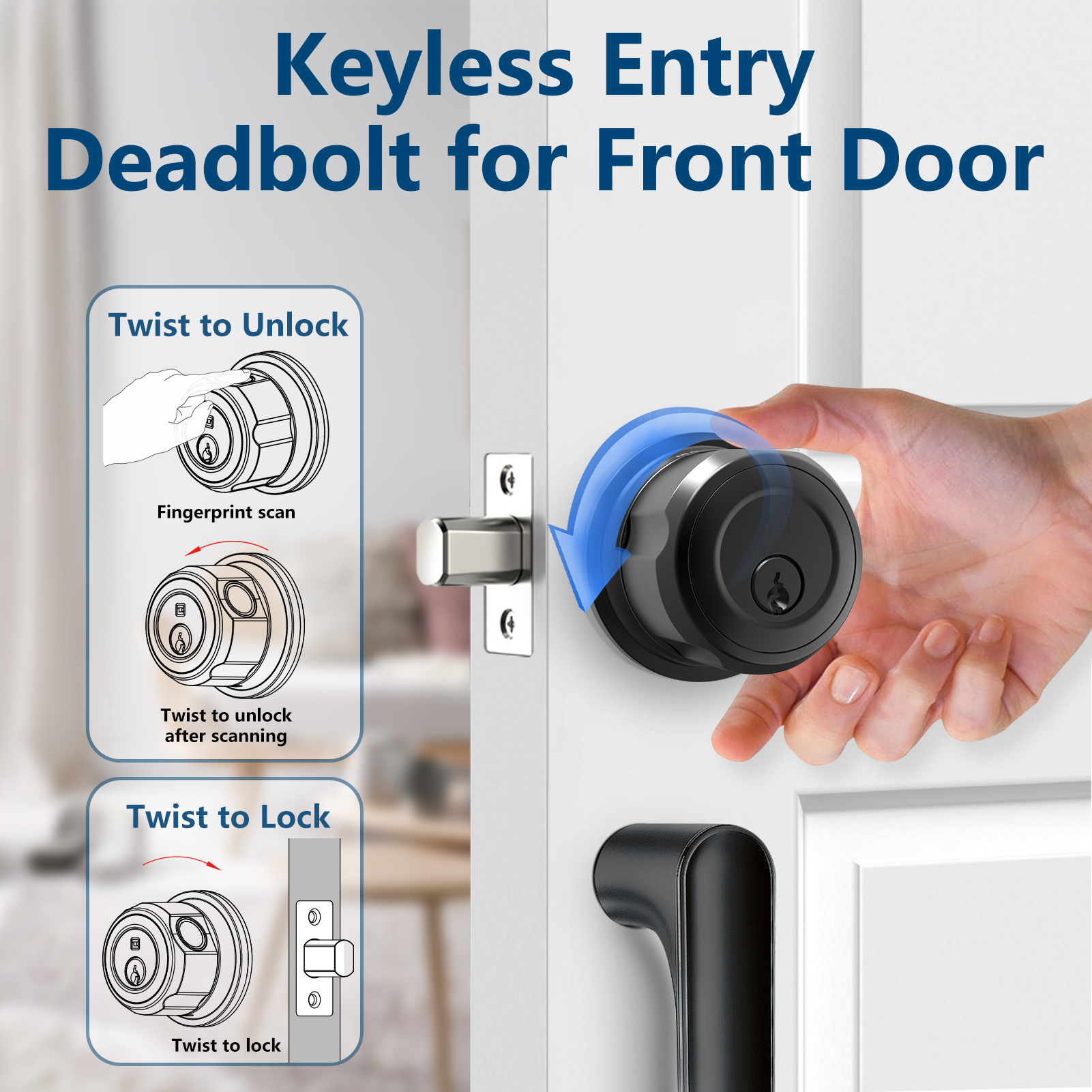 GeekTale Fingerprint Deadbolt, Fingerprint Door Knob, Smart Deadbolt Lock, Smart Door Lock F08