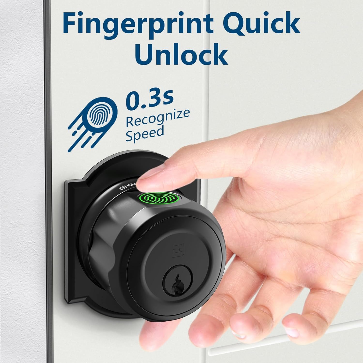 GeekTale Fingerprint Deadbolt Lock with APP, Smart Deadbolt for Front Door Fingerprint Door Knob, Smart Deadbolt Lock with App, Back-Up Key, Twist to Unlock & Lock, Black Dead Bolt, Easy Installation