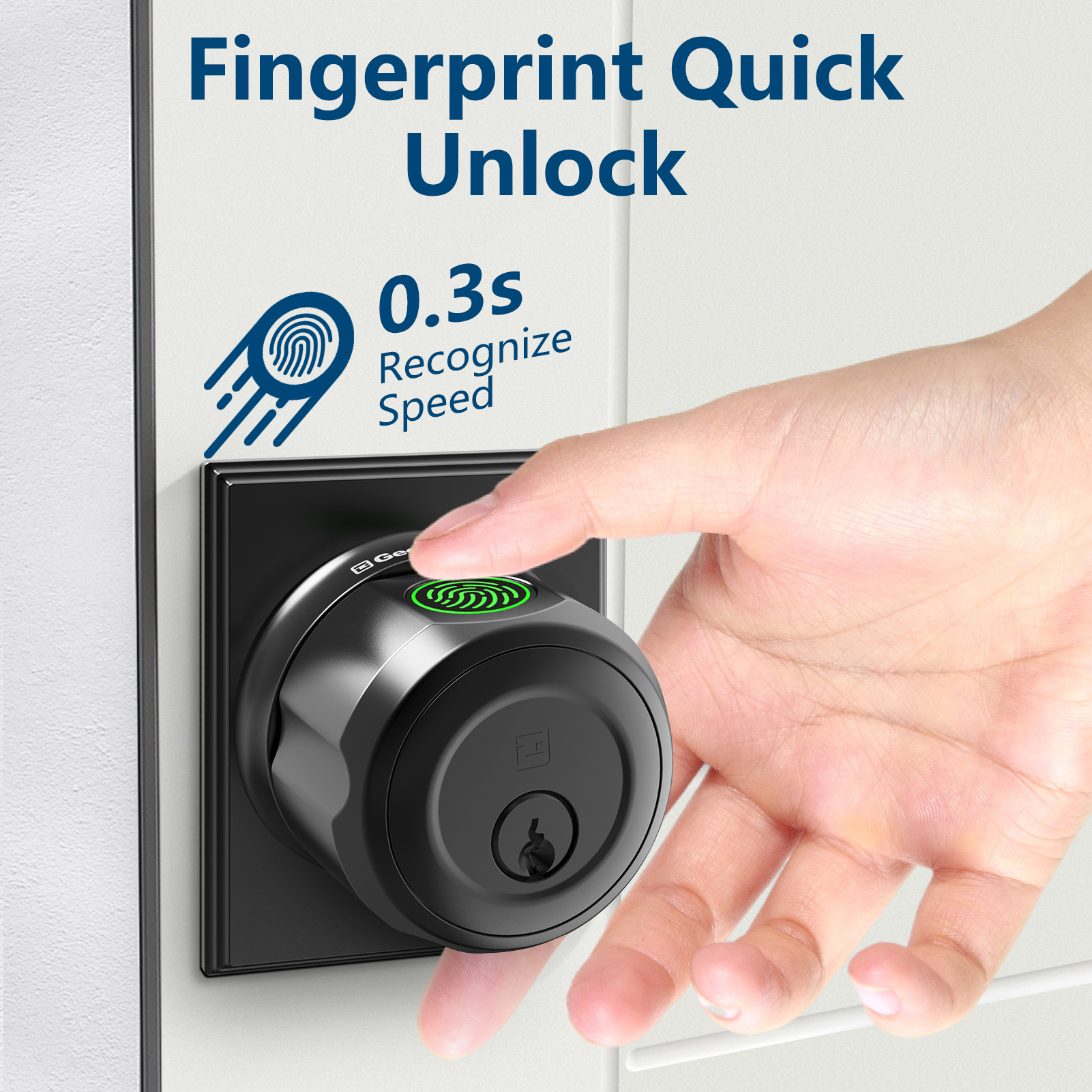 GeekTale Fingerprint Deadbolt Lock with APP, Smart Deadbolt for Front Door Fingerprint Door Knob, Smart Deadbolt Lock with App, Back-Up Key, Twist to Unlock & Lock, Black Dead Bolt, Easy Installation