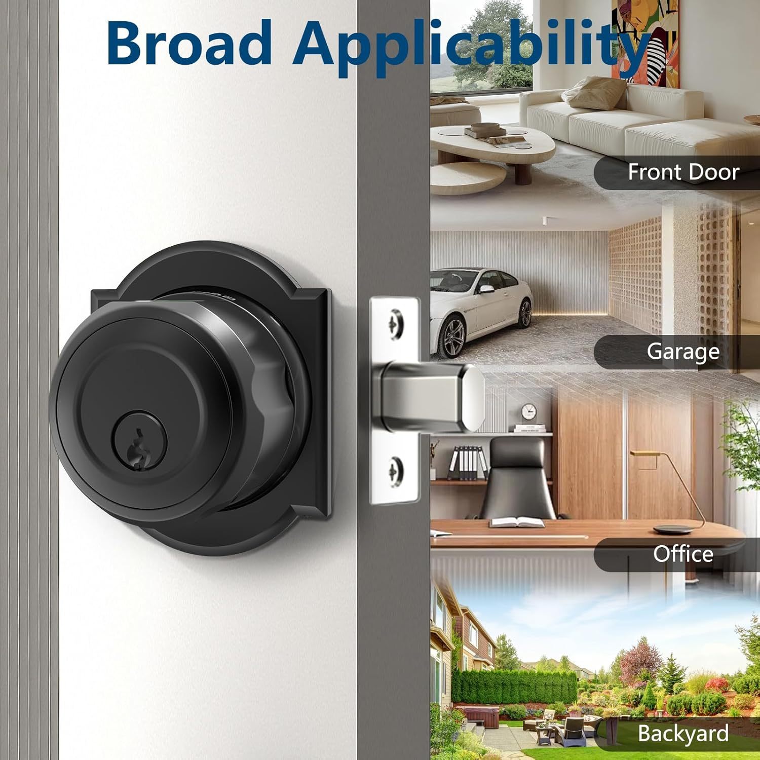 GeekTale Fingerprint Deadbolt Lock with APP, Smart Deadbolt for Front Door Fingerprint Door Knob, Smart Deadbolt Lock with App, Back-Up Key, Twist to Unlock & Lock, Black Dead Bolt, Easy Installation