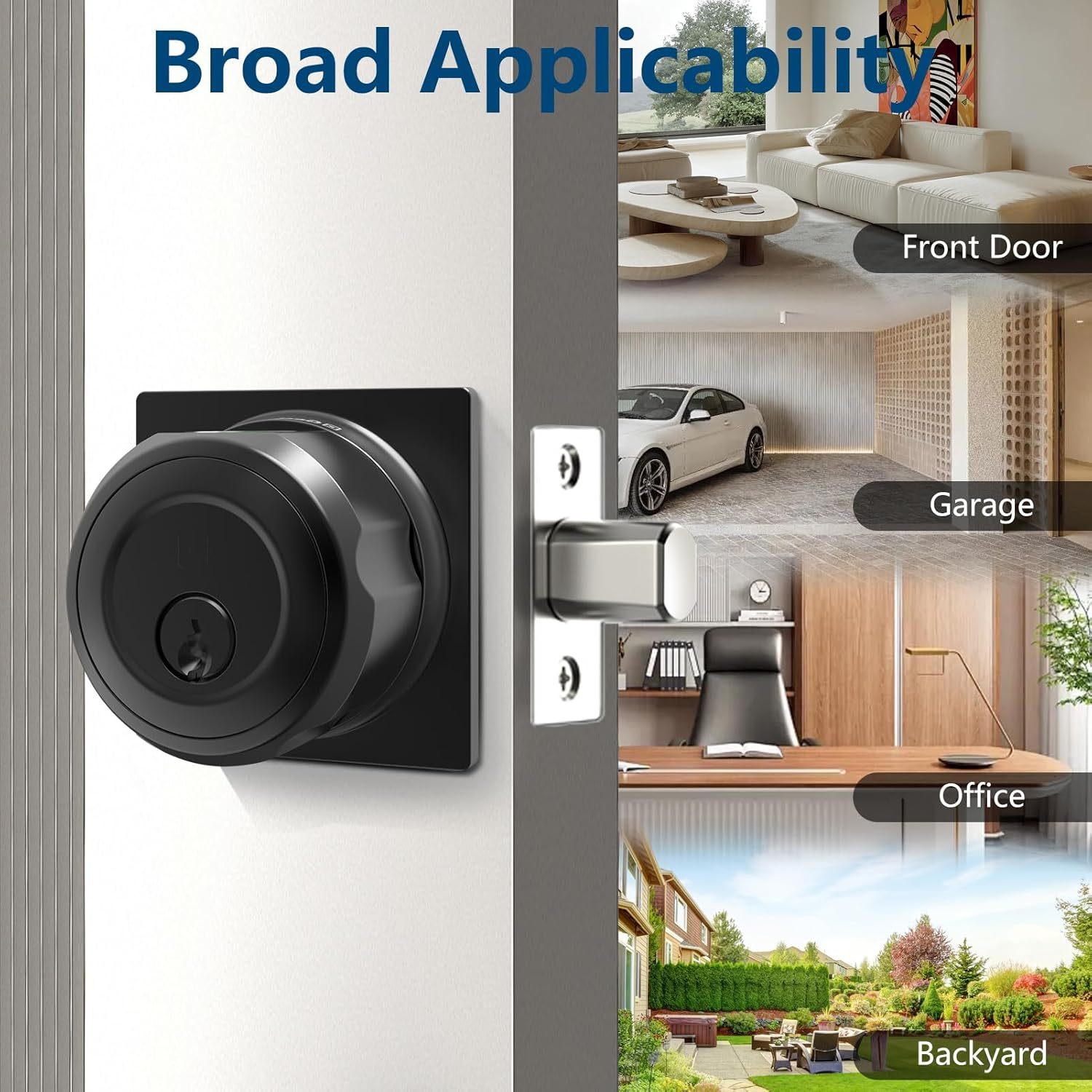 GeekTale Fingerprint Deadbolt Lock with APP, Smart Deadbolt for Front Door Fingerprint Door Knob, Smart Deadbolt Lock with App, Back-Up Key, Twist to Unlock & Lock, Black Dead Bolt, Easy Installation