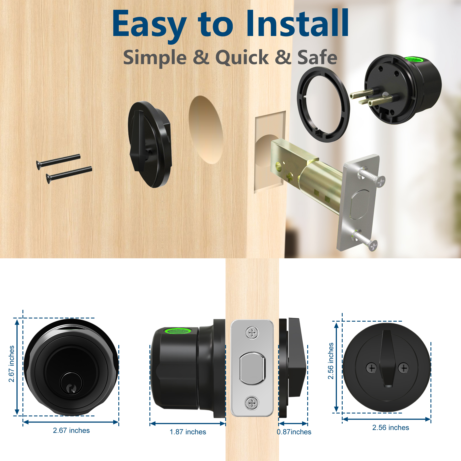 GeekTale Fingerprint Deadbolt, Fingerprint Door Knob, Smart Deadbolt Lock, Smart Door Lock F08