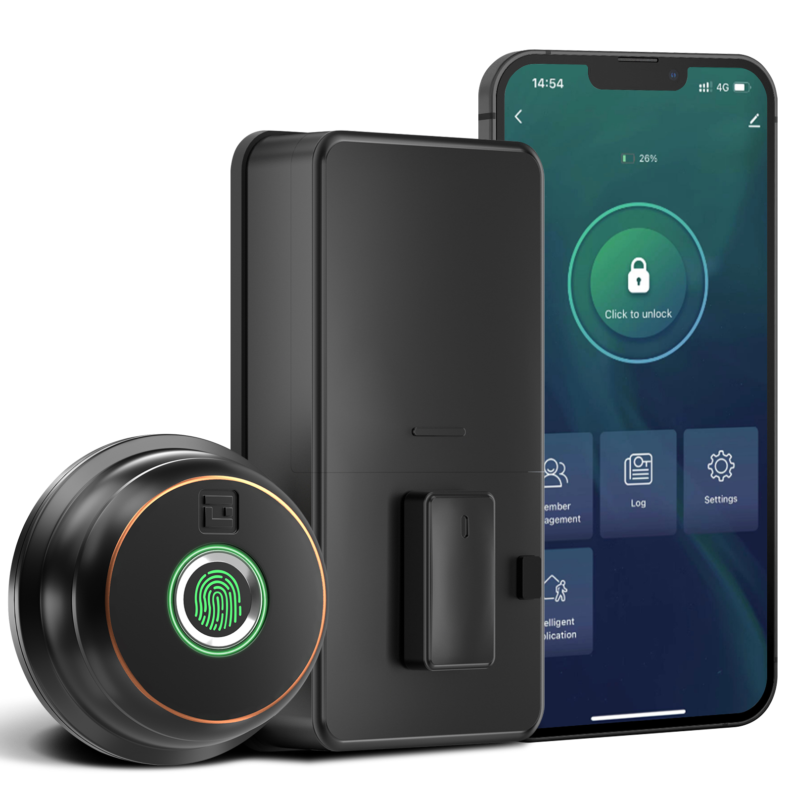 GeekTale Fingerprint Deadbolt with App, Smart Deadbolt Lock | Keyless Entry Door Lock, Biometric DeadBolt, Electronic Door Knob, Auto Lock, Back-Up Key, Black Dead Bolt, Easy Installation
