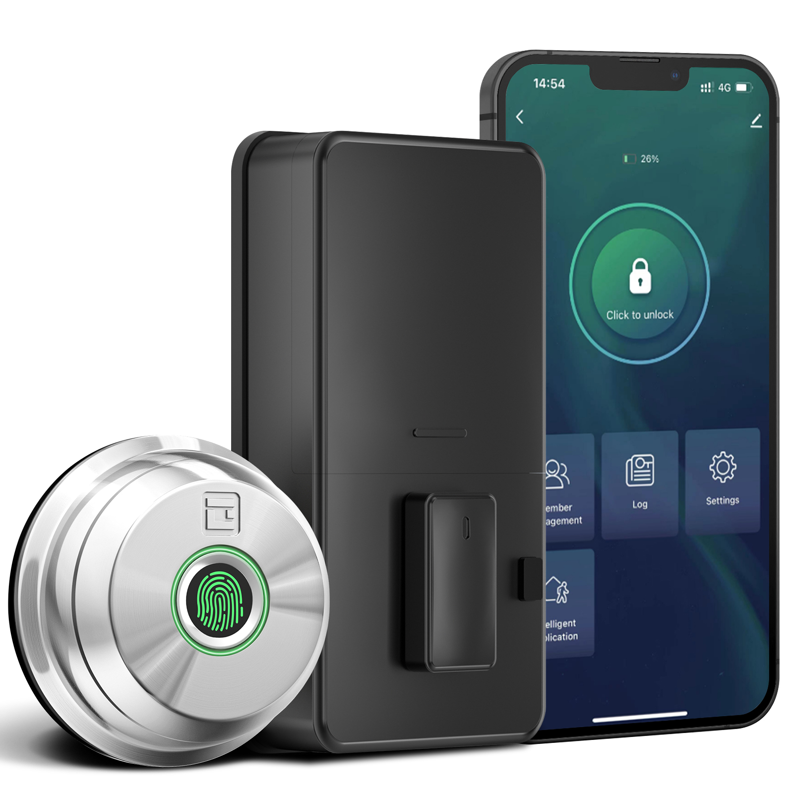 GeekTale Fingerprint Deadbolt with App, Smart Deadbolt Lock | Keyless Entry Door Lock, Biometric DeadBolt, Electronic Door Knob, Auto Lock, Back-Up Key, Black Dead Bolt, Easy Installation