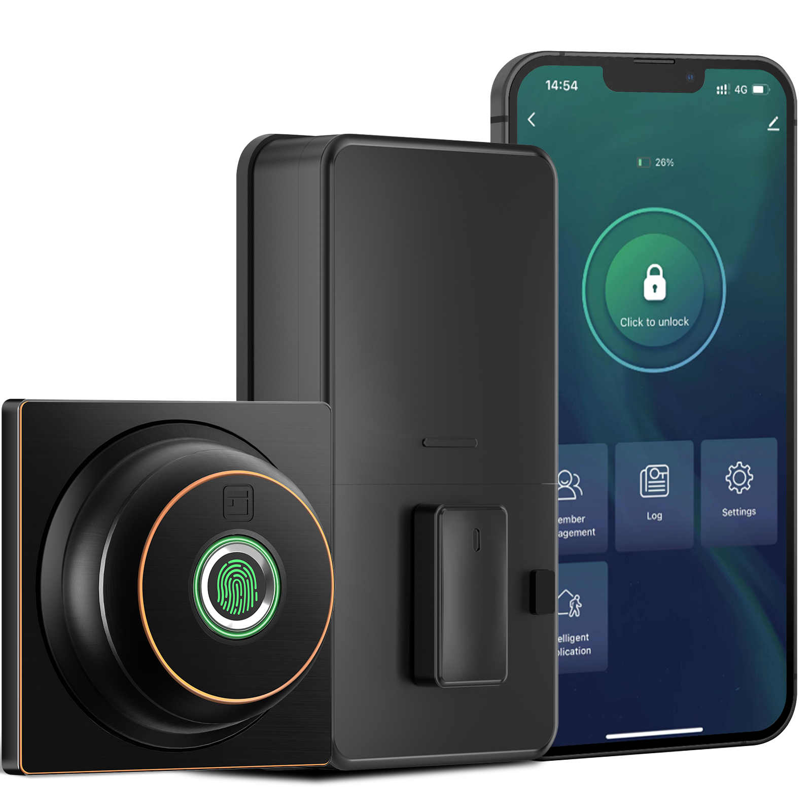 GeekTale Fingerprint Deadbolt with App, Smart Deadbolt Lock Keyless Entry Door Lock, Biometric DeadBolt, Electronic Door Knob, Auto Lock, Back-Up Key, Black Dead Bolt, Easy Installation