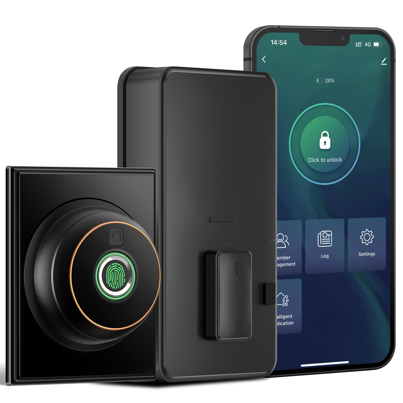 GeekTale Fingerprint Deadbolt with App, Smart Deadbolt Lock Keyless Entry Door Lock, Biometric DeadBolt, Electronic Door Knob, Auto Lock, Back-Up Key, Black Dead Bolt, Easy Installation