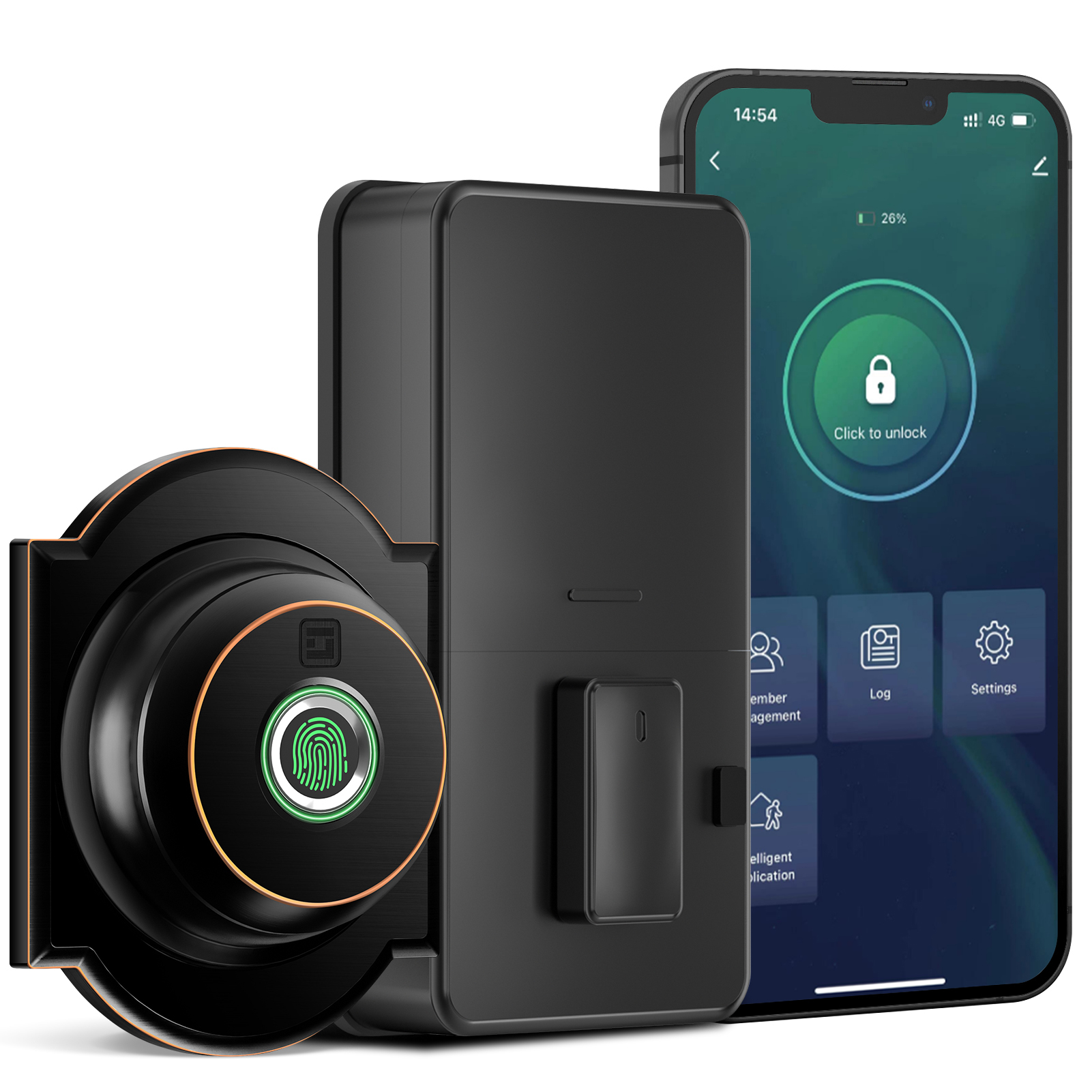 GeekTale Fingerprint Deadbolt with App, Smart Deadbolt Lock Keyless Entry Door Lock, Biometric DeadBolt, Electronic Door Knob, Auto Lock, Back-Up Key, Black Dead Bolt, Easy Installation