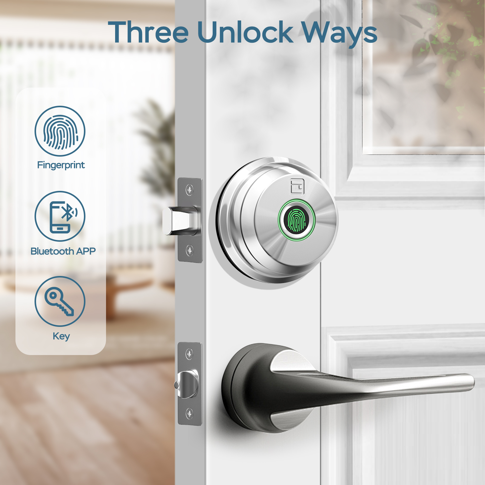 GeekTale Fingerprint Deadbolt with App, Smart Deadbolt Lock | Keyless Entry Door Lock, Biometric DeadBolt, Electronic Door Knob, Auto Lock, Back-Up Key, Black Dead Bolt, Easy Installation
