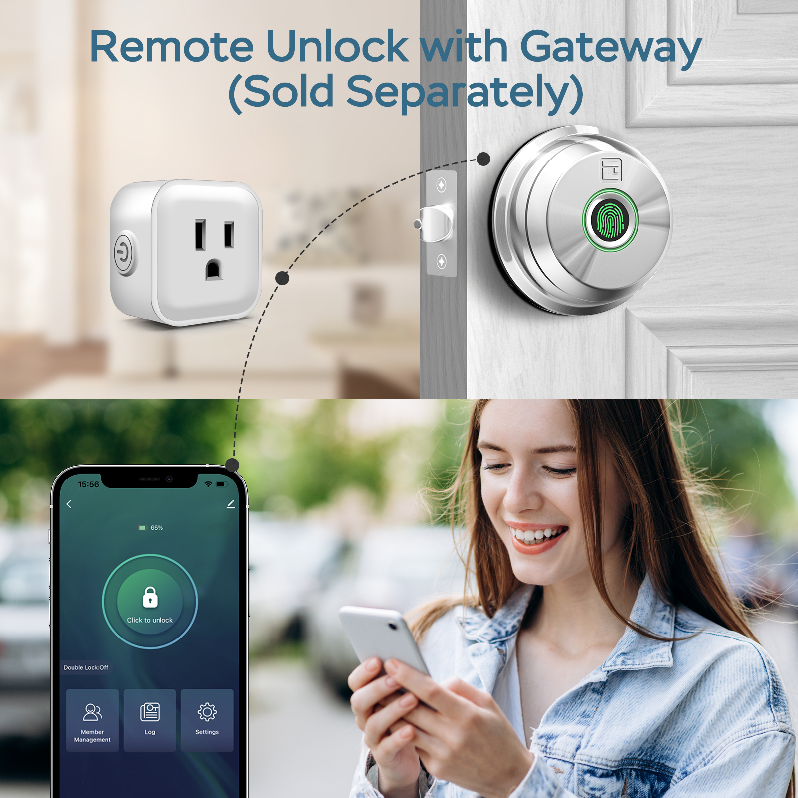 GeekTale Fingerprint Deadbolt with App, Smart Deadbolt Lock Keyless Entry Door Lock, Biometric DeadBolt, Electronic Door Knob, Auto Lock, Back-Up Key, Black Dead Bolt, Easy Installation