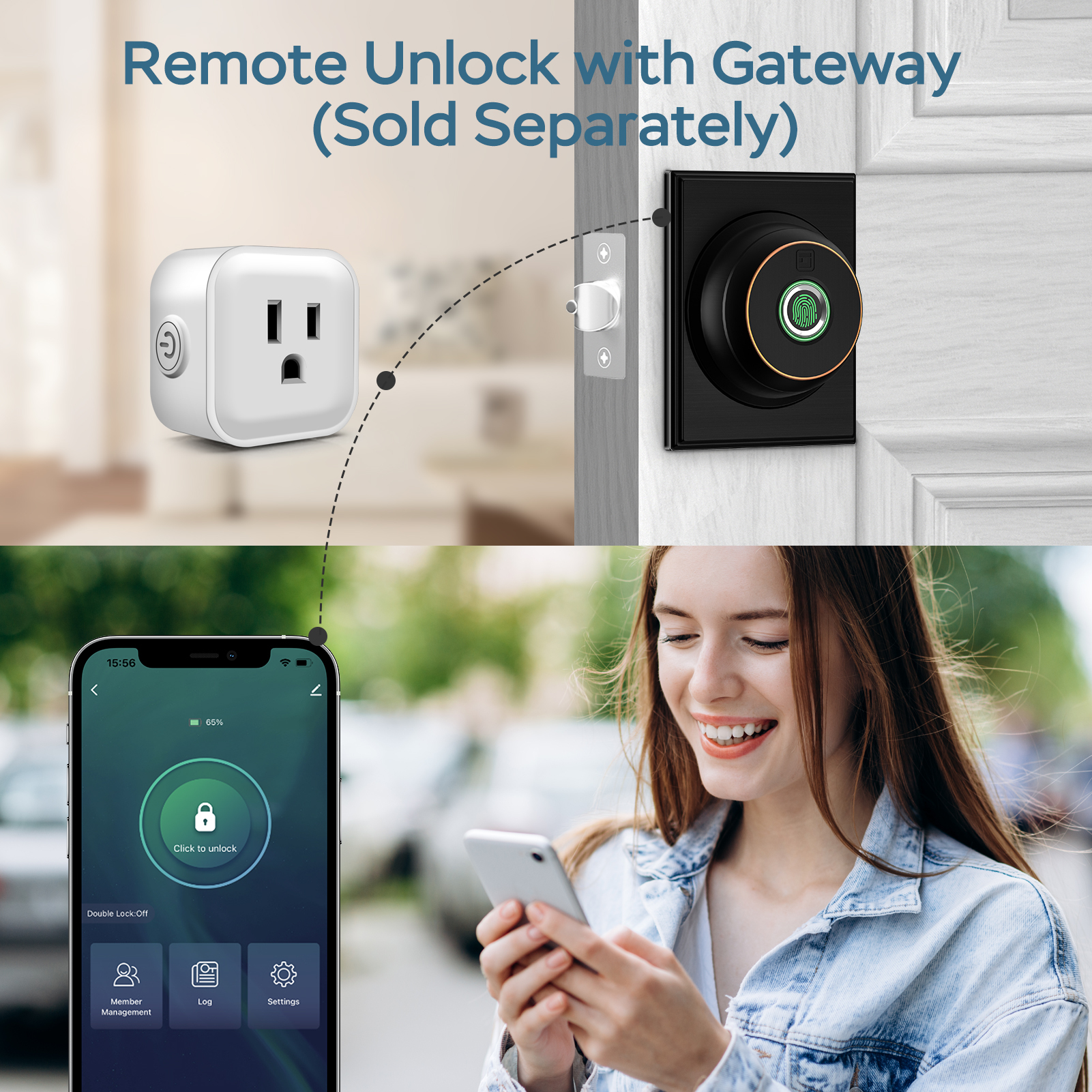 GeekTale Fingerprint Deadbolt with App, Smart Deadbolt Lock Keyless Entry Door Lock, Biometric DeadBolt, Electronic Door Knob, Auto Lock, Back-Up Key, Black Dead Bolt, Easy Installation