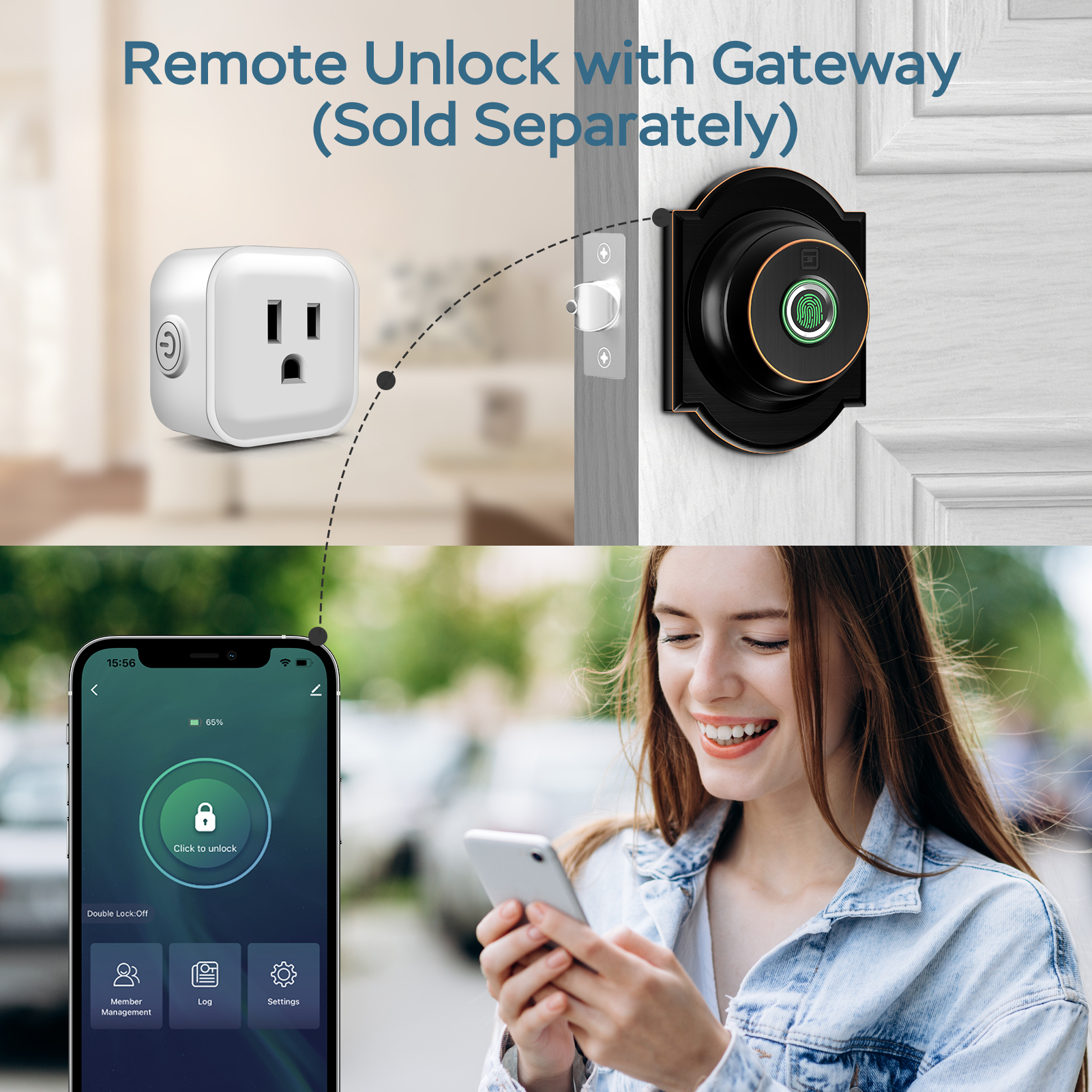 GeekTale Fingerprint Deadbolt with App, Smart Deadbolt Lock Keyless Entry Door Lock, Biometric DeadBolt, Electronic Door Knob, Auto Lock, Back-Up Key, Black Dead Bolt, Easy Installation