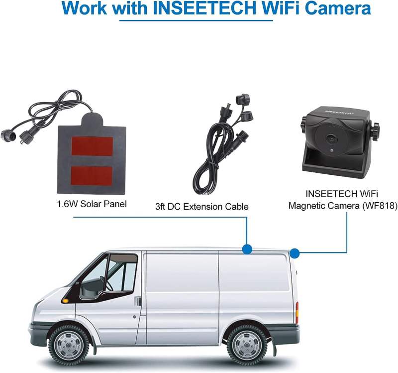 INSEETECH DC Extension Cable with Waterproof Caps, DC 5.5mm x 2.1mm Female to Male Power Extension Cable for INSEETECH 1.6W Solar Panel and WiFi Magnetic Wireless Backup Camera (3ft/1m)