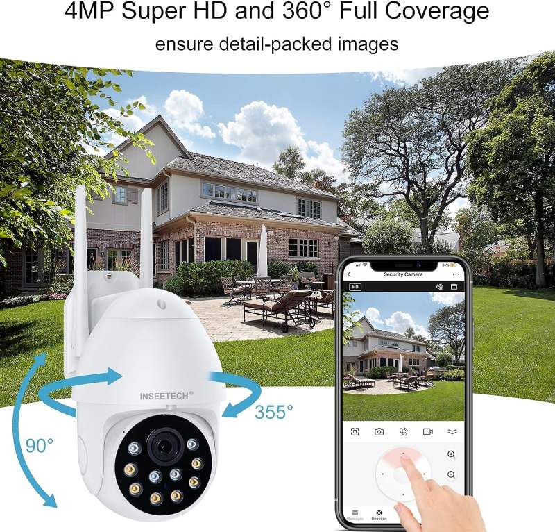 NSEETECH 2K 4MP Security Camera Wireless Outdoor 2.4GHz WiFi Tuya