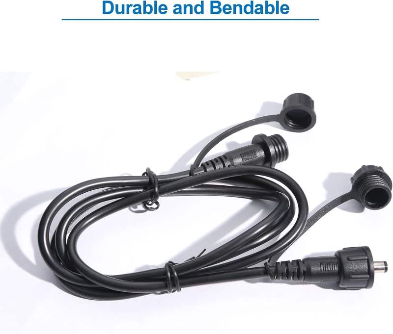 INSEETECH DC Extension Cable with Waterproof Caps, DC 5.5mm x 2.1mm Female to Male Power Extension Cable for INSEETECH 1.6W Solar Panel and WiFi Magnetic Wireless Backup Camera (3ft/1m)