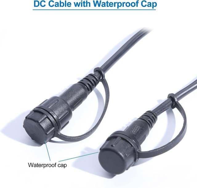 INSEETECH DC Extension Cable with Waterproof Caps, DC 5.5mm x 2.1mm Female to Male Power Extension Cable for INSEETECH 1.6W Solar Panel and WiFi Magnetic Wireless Backup Camera (3ft/1m)