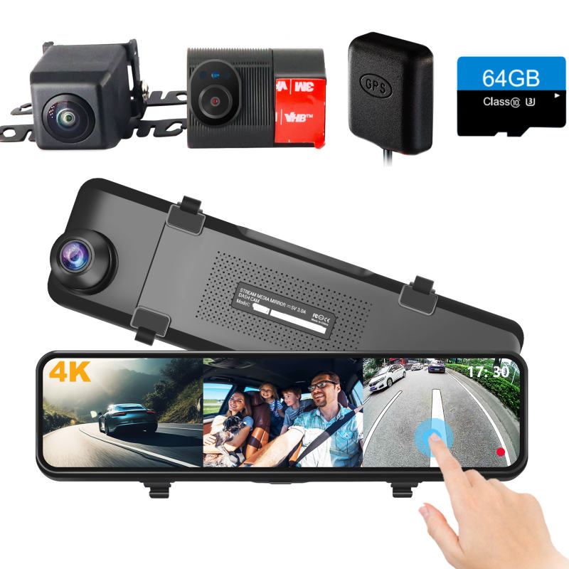 10.88" 3 Channel Mirror Dash Cam (4K+1080P+1080P)