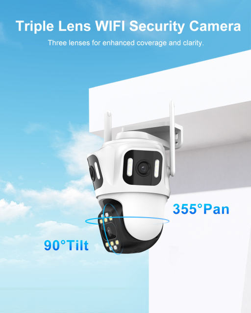Triple Lens Outdoor Security Camera