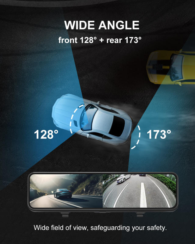 10.88" 2 Channel Mirror Dash Cam (4K+1080P)