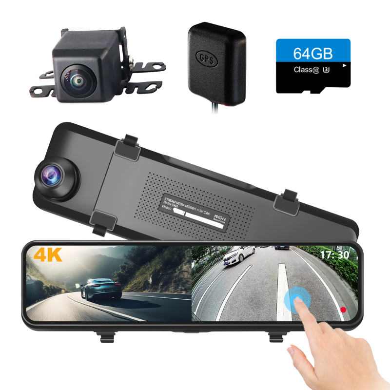 10.88" 2 Channel Mirror Dash Cam (4K+1080P)