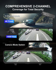 10.88" 2 Channel Mirror Dash Cam (4K+1080P)