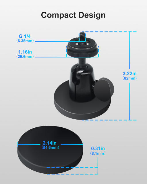 Magnetic Camera Mount with 1/4" Thread,