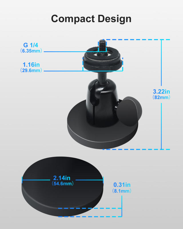 Magnetic Camera Mount with 1/4" Thread,