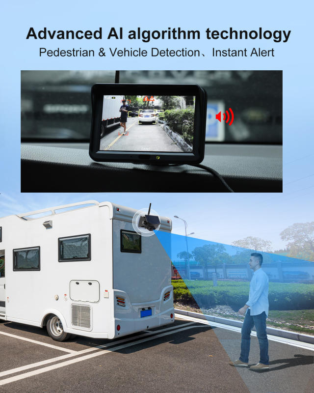 1080P AI Smart Solar Magnetic Wireless Backup Camera + 5" Wireless Monitor