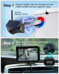 1080P AI Smart Solar Magnetic Wireless Backup Camera + 5" Wireless Monitor
