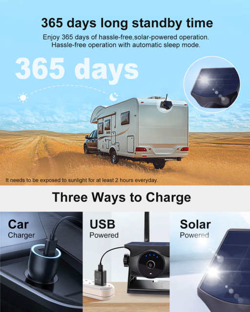 1080P AI Smart Solar Magnetic Wireless Backup Camera + 5" Wireless Monitor