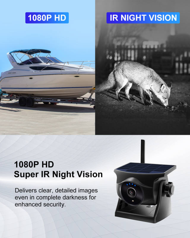 1080P AI Smart Solar Magnetic Wireless Backup Camera + 5" Wireless Monitor