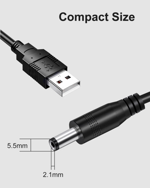 USB to DC 5.5x2.1mm Power Cord for INSEETECH Magnetic Wireless Backup Camera, WiFi Reverse Cameras, CCTV, Router - Exclusive Power Cable, 1.64FT/0.5M