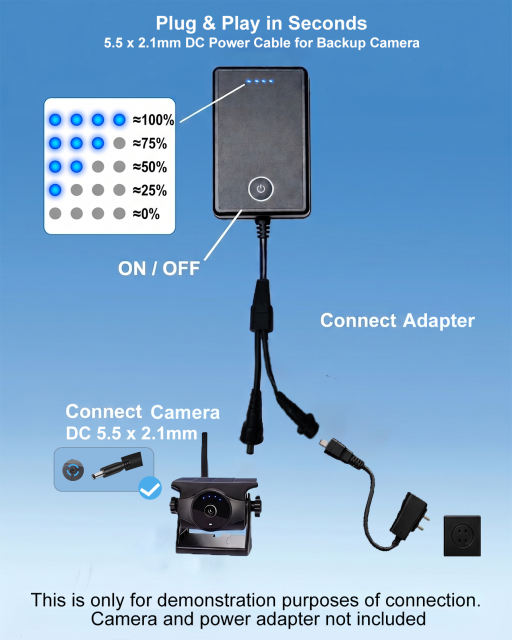 8700mAh Magnetic 12V Power Bank for Wireless Backup Cameras