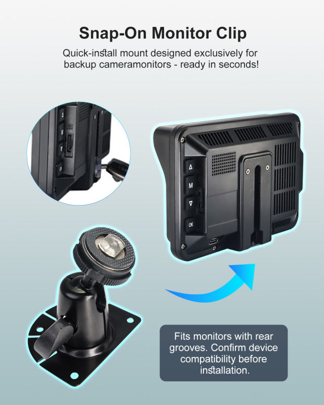 Fan-Shaped Mount for Backup Camera Monitor System