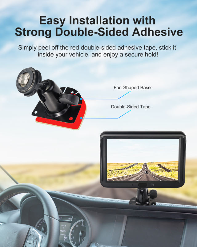 Fan-Shaped Mount for Backup Camera Monitor System
