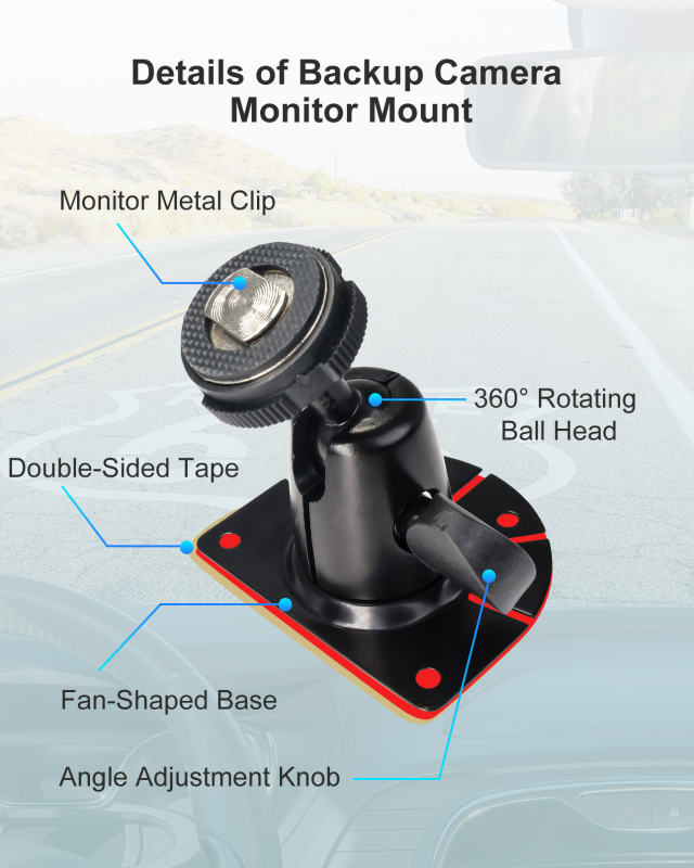Fan-Shaped Mount for Backup Camera Monitor System