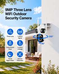 Triple Lens Outdoor Security Camera