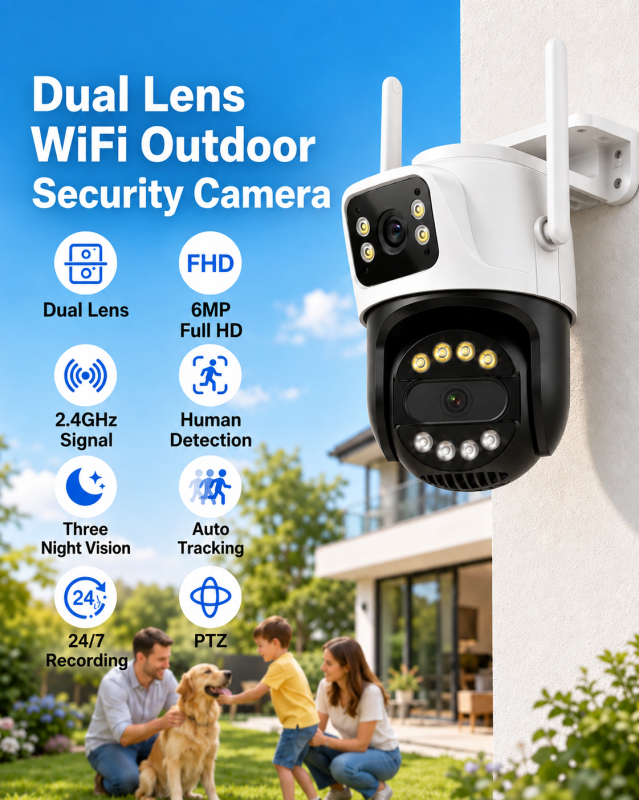 6MP Dual Lens Outdoor Security Camera