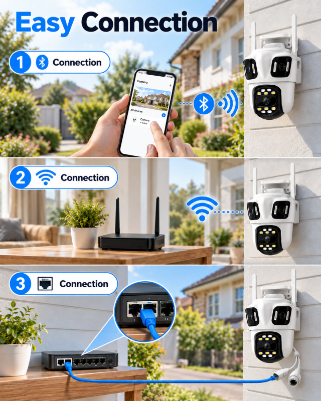 Triple Lens Outdoor Security Camera