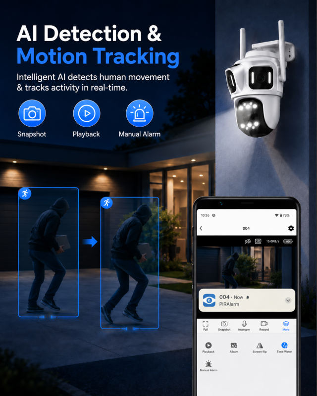 Triple Lens Outdoor Security Camera