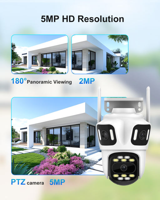 Triple Lens Outdoor Security Camera