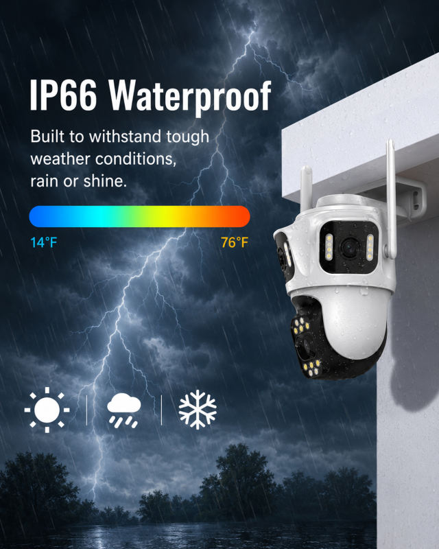 Triple Lens Outdoor Security Camera