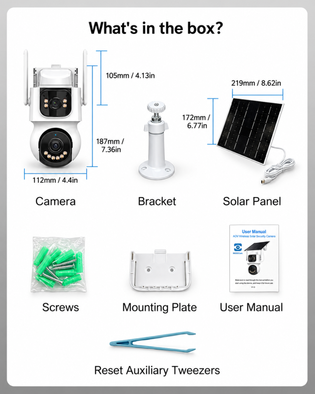 AOV Dual-Lens Wireless Solar Security Camera