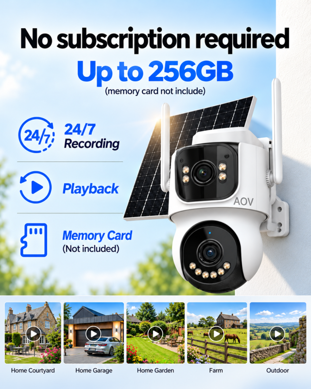 AOV Dual-Lens Wireless Solar Security Camera