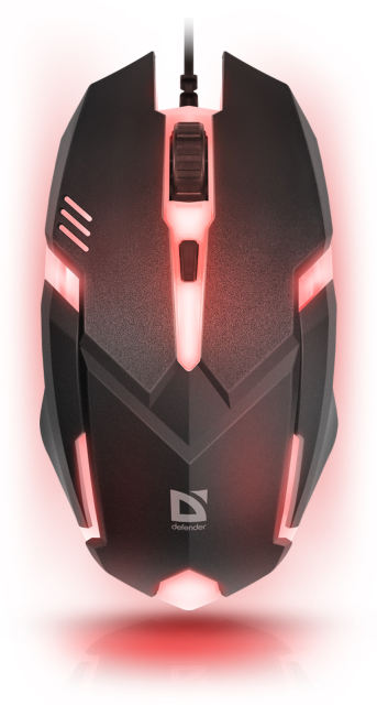 Мышь компьютерная игровая с подсветкой RGB Defender Cyber, 1600 dpi, черная
