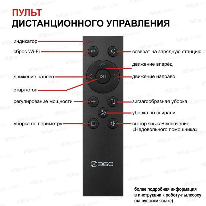 Робот пылесос 360 C50-1 с сухой и влажной уборкой дома в комплекте с щеткой и тряпкой, зарядной станцией/беспроводной домашний мойщик пола и ковров/умная бытовая техника с пультом управления
