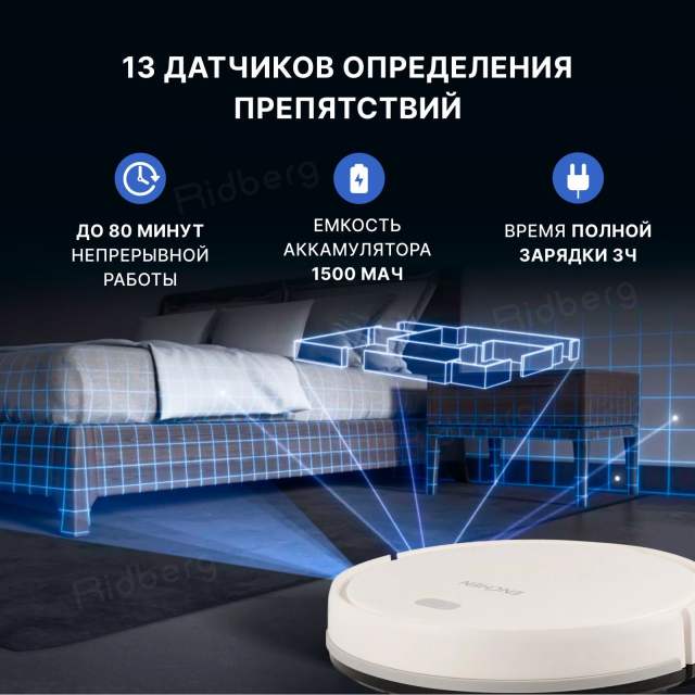 Робот пылесос для дома Enchen Vacuum Cleaner R1 моющий робот пылесос с влажной и сухой уборкой в комплекте с щеткой и тряпкой/ умная бытовая техника с пультом управления/ беспроводной домашний мойщик пола и ковров