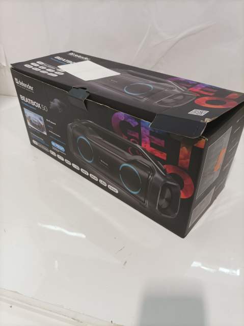 Колонка портативная музыкальная bluetooth, беспроводная с блютуз Defender Beatbox 50 50Вт, с подсветкой, BT, RGB, TypeC, IPX5, PowerBank, MicroSD, Hi-Fi звучание